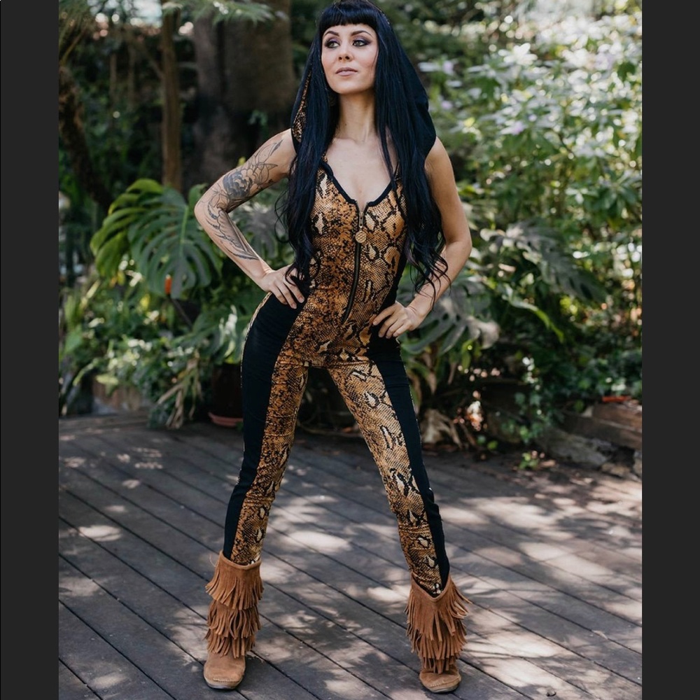 Romper. Cat suite. Festival. Snake print